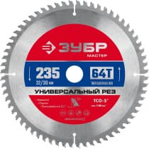 ЗУБР Универсальный рез 235 x 32/30мм 64Т, диск пильный по алюминию 36916-235-32-64_z01