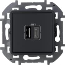 Зарядное устройство Legrand Inspiria для скрытого монтажа , тип А-тип С, цвет "Антрацит". Напряжение ~240В/=5В, максимальный зарядный ток 3000 мА 673763