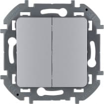 Выключатель двухклавишный Legrand Inspiria для скрытого монтажа, цвет "Алюминий", номинальный ток 10 А, напряжение ~250В. 673622
