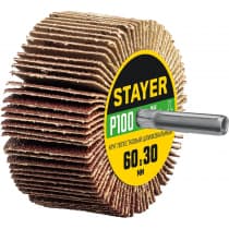 Круг шлифовальный STAYER лепестковый, на шпильке, P100, 60х30 мм 36608-100