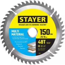 STAYER MULTI MATERIAL 150 x 20/16мм 48Т, диск пильный по алюминию, супер чистый рез 3685-150-20-48