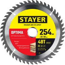 STAYER OPTIMA 254 x 32/30мм 48Т, диск пильный по дереву, оптимальный рез 3681-254-32-48_z01