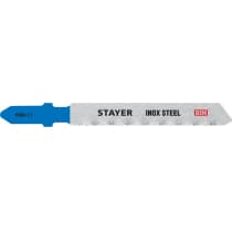 STAYER T118GF, полотна для эл/лобзика, Bi-Metal, по металлу (0,5-1,5мм), Т-хвостовик, шаг 1,1мм, 50мм, 2шт, STAYER Professional 15994-1.1_z02