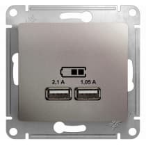 Розетка с USB оконечная Schneider Electric Glossa платина GSL001233