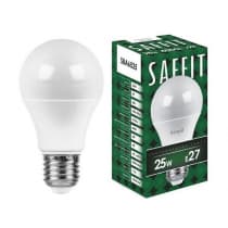 Лампа светодиодная SAFFIT SBA6525, A65 (шар), 25W 230V E27 4000К 55088