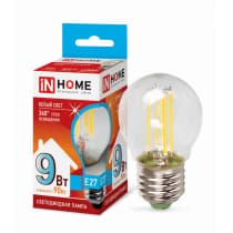 Лампа светодиодная LED-ШАР-deco 9Вт 230В Е27 4000К 810Лм прозрачная IN HOME 4690612026282