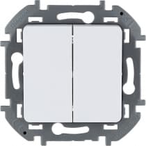 Выключатель двухклавишный Legrand Inspiria для скрытого монтажа, цвет "Белый", номинальный ток 10 А, напряжение ~250В. 673620