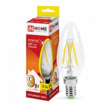 Лампа светодиодная LED-СВЕЧА-deco 9Вт 230В Е14 3000К 810Лм прозрачная IN HOME 4690612026183