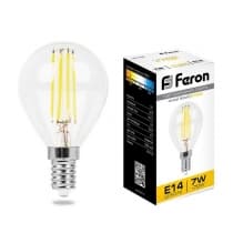 Лампа светодиодная филамент FERON LB-52, G45 (шар малый), 7W 230V E14 2700К 25874