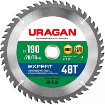 URAGAN Expert 190х20/16мм 48Т, диск пильный по дереву 36802-190-20-48_z01