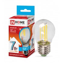 Лампа светодиодная LED-ШАР-deco 7Вт 230В Е27 4000К 630Лм прозрачная IN HOME 4690612016337