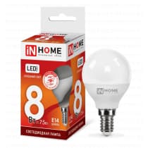 Лампа светодиодная LED-ШАР-VC 8Вт 230В Е14 6500К 600Лм IN HOME 4690612024882