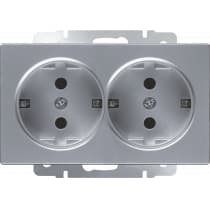 Розетка с заземлением двойная Werkel WL06-SKG-02-IP20 серебряный 4690389117237