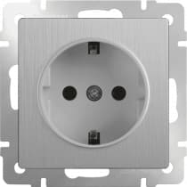 Розетка с заземлением Werkel WL09-SKG-01-IP20 cеребряный рифленый 4690389085079