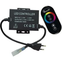 Контроллер Ecola LED strip 220V RGB RF controller (IP20) 1500W 6,6A для ленты 220V 16x8 IP68 с кольцевым сенсорным черным радиопультом RFB615KSB