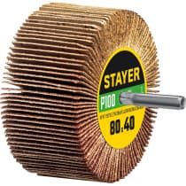 Круг шлифовальный STAYER лепестковый, на шпильке, P100, 80х40 мм 36609-100