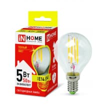 Лампа светодиодная LED-ШАР-deco 5Вт 230В Е14 3000К 450Лм прозрачная IN HOME 4690612007687