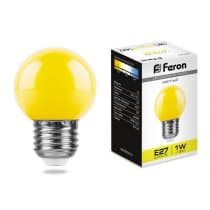 Лампа светодиодная FERON LB-37, G45 (шар), 1W 230V E27 (желтый) 25879