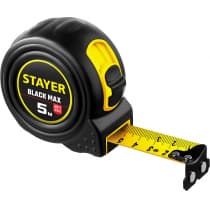 STAYER BlackMax 5м / 25мм рулетка в ударостойком полностью обрезиненном корпусе и двумя фиксаторами 3410-05-25_z02