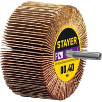 Круг шлифовальный STAYER лепестковый, на шпильке, P120, 80х40 мм 36609-120