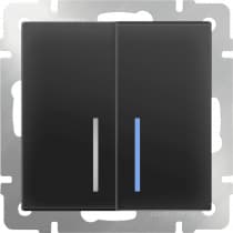 Выключатель двухклавишный проходной с подсветкой Werkel WL08-SW-2G-2W-LED черный матовый W1122108