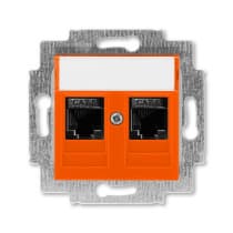 Розетка компьютерная 2хRJ45 кат6 ABB EPJ Levit Оранжевый / дымчатый чёрный 2CHH296118A6066