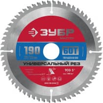 ЗУБР Универсальный рез 190 x 30/20мм 60Т, диск пильный по алюминию 36916-190-30-60_z01