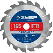 ЗУБР Стройрез 165х20мм 18Т, диск пильный по строительной древесине 36931-165-20-18
