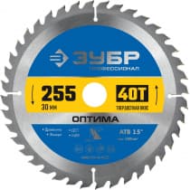 ЗУБР Оптима 255 x 30мм 40Т, диск пильный по дереву 36903-255-30-40_z01