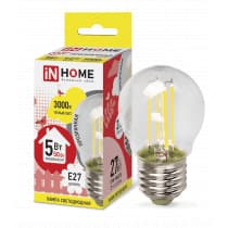 Лампа светодиодная LED-ШАР-deco 5Вт 230В Е27 3000К 450Лм прозрачная IN HOME 4690612007700
