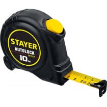 STAYER АutoLock 10м / 25мм рулетка с автостопом 2-34126-10-25