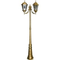 Светильник садово-парковый, серии «Рим» FERON PL157 2*60W, E27, 230V, IP44, цвет черное золото, 6-и гранник, столб большой 11325