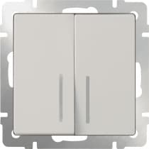 Выключатель двухклавишный с подсветкой Werkel WL03-SW-2G-LED-ivory слоновая кость 4690389059285