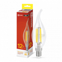 Лампа светодиодная IN HOME LED-СВЕЧА НА ВЕТРУ-deco 12Вт 230В Е14 3000К 1350Лм прозрачная 4690612055992