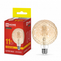 Лампа светодиодная IN HOME LED-GL95СR-deco gold 11Вт 230В E27 3000K 1040Лм 95мм кристалл золотистая 4690612056067