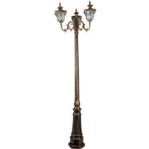 Светильник садово-парковый, серии «Флоренция» FERON PL4049 3*60W, E27, 230V, IP44, цвет черное золото, 6-и гранник, столб большой 11429