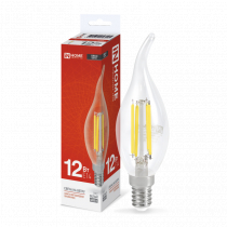 Лампа светодиодная IN HOME LED-СВЕЧА НА ВЕТРУ-deco 12Вт 230В Е14 4000К 1350Лм прозрачная 4690612056005