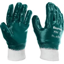Особопрочные перчатки KRAFTOOL с манжетой, нитриловое покрытие, максимальная защита от нефтепродуктов, износостойкие, L(9), HYKRAFT 11289-L