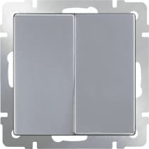 Выключатель двухклавишный проходной Werkel WL06-SW-2G-2W серебряный 4690389053849