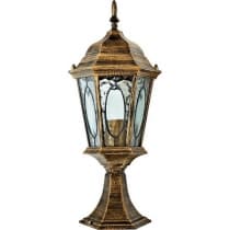 Светильник садово-парковый, серии «Рим» FERON PL163 1*60W, E27, 230V, IP44, цвет черное золото, 6-и гранник, на постамент 11330