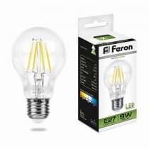 Лампа светодиодная филамент FERON LB-63, A60 (шар), 9W 230V E27 4000К 25632