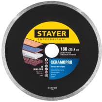 CERAMO-25 180 мм, диск алмазный отрезной сплошной по керамограниту, мрамору, плитке, STAYER Professional 3665-180_z02