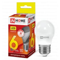 Лампа светодиодная LED-ШАР-VC 6Вт 230В Е27 3000К 480Лм IN HOME 4690612020525
