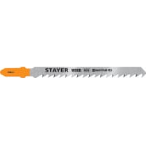 STAYER T144DP, полотна для эл/лобзика, HCS, по дереву, прямой рез, Т-хвостовик, шаг 4мм, 75мм, 2шт, STAYER Professional 15983-4_z02