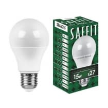 Лампа светодиодная SAFFIT SBA6015, A60 (шар), 15W 230V E27 2700К 55010