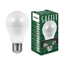 Лампа светодиодная SAFFIT SBA6525, A65 (шар), 25W 230V E27 6400К 55089