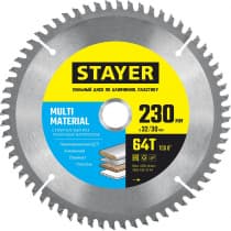 STAYER MULTI MATERIAL 230х32/30мм 64Т, диск пильный по алюминию, супер чистый рез 3685-230-32-64