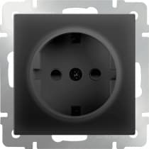 Розетка с заземлением и шторками Werkel WL08-SKGS-01-IP44 черный матовый W1171108