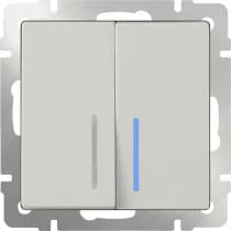 Выключатель двухклавишный проходной c подсветкой Werkel WL03-SW-2G-2W-LED-ivory слоновая кость 4690389059278