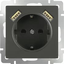 Розетка с заземлением со шторками и USBх2 Werkel WL07-SKGS-USBx2-IP20 серо-коричневый 4690389073229